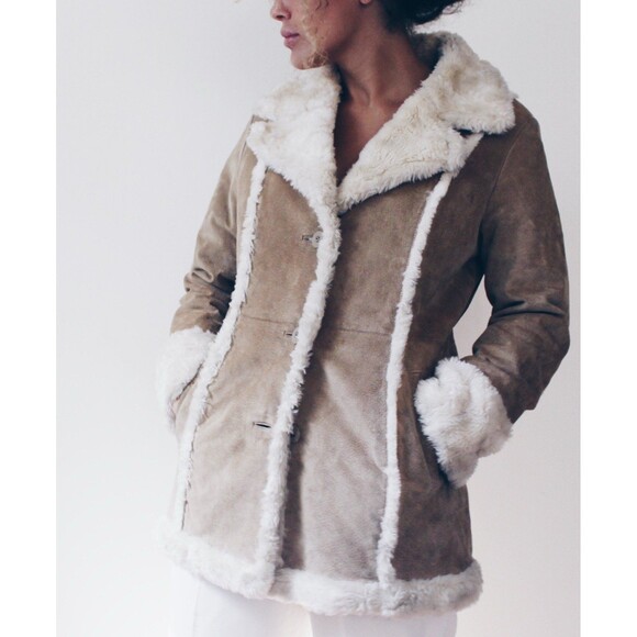 VTG Wilson Leather Womens 2X Jacket Suede Marlboro Western Brown Shearling Fur - Picture 3 of 12